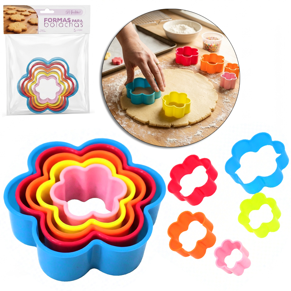 CORTADOR MOLDE DE PLASTICO PARA BISCOITO COM 5 PECAS