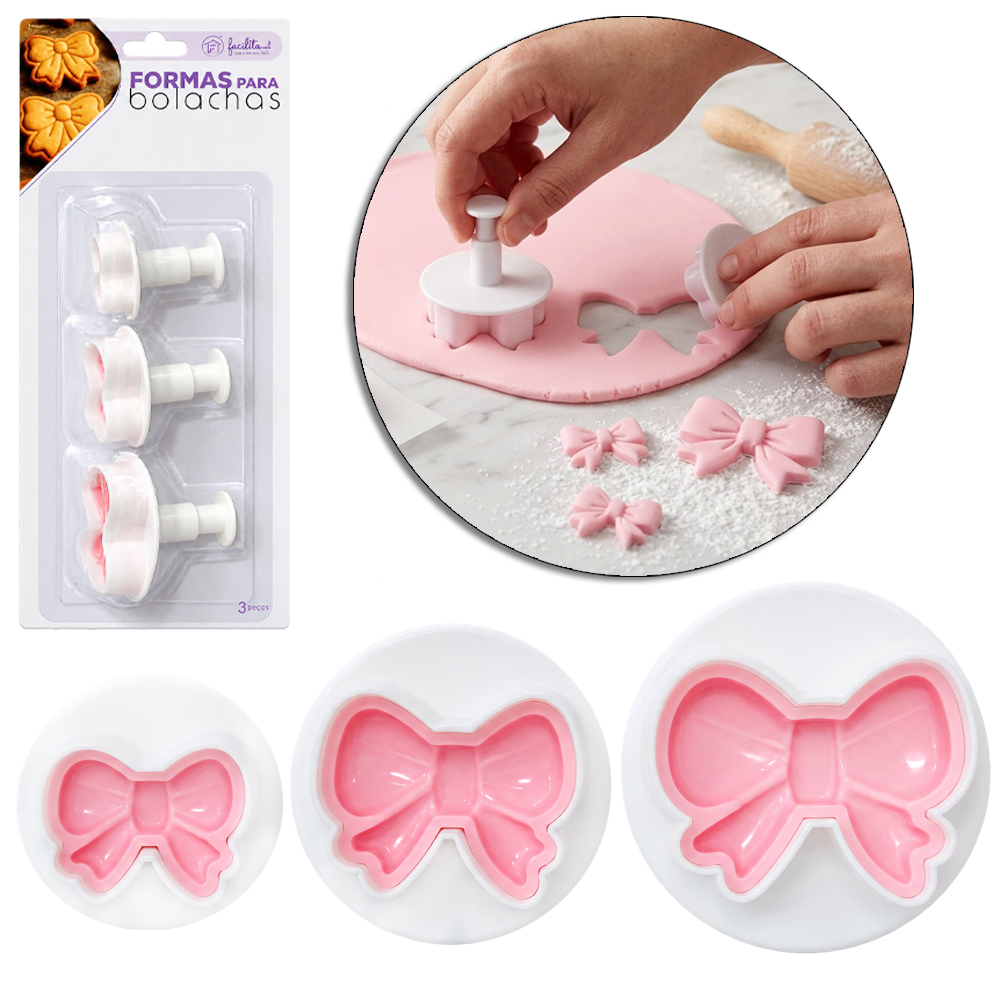 CORTADOR MOLDE DE PLASTICO PARA BISCOITO LACO COM 3 PECAS 