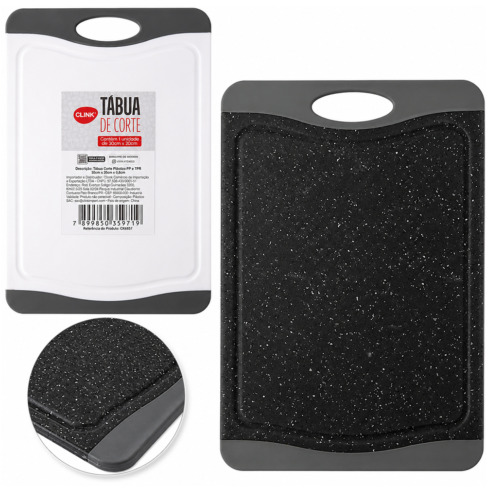 TABUA DE CORTE DE PLASTICO RETANGULAR 30X20CM  