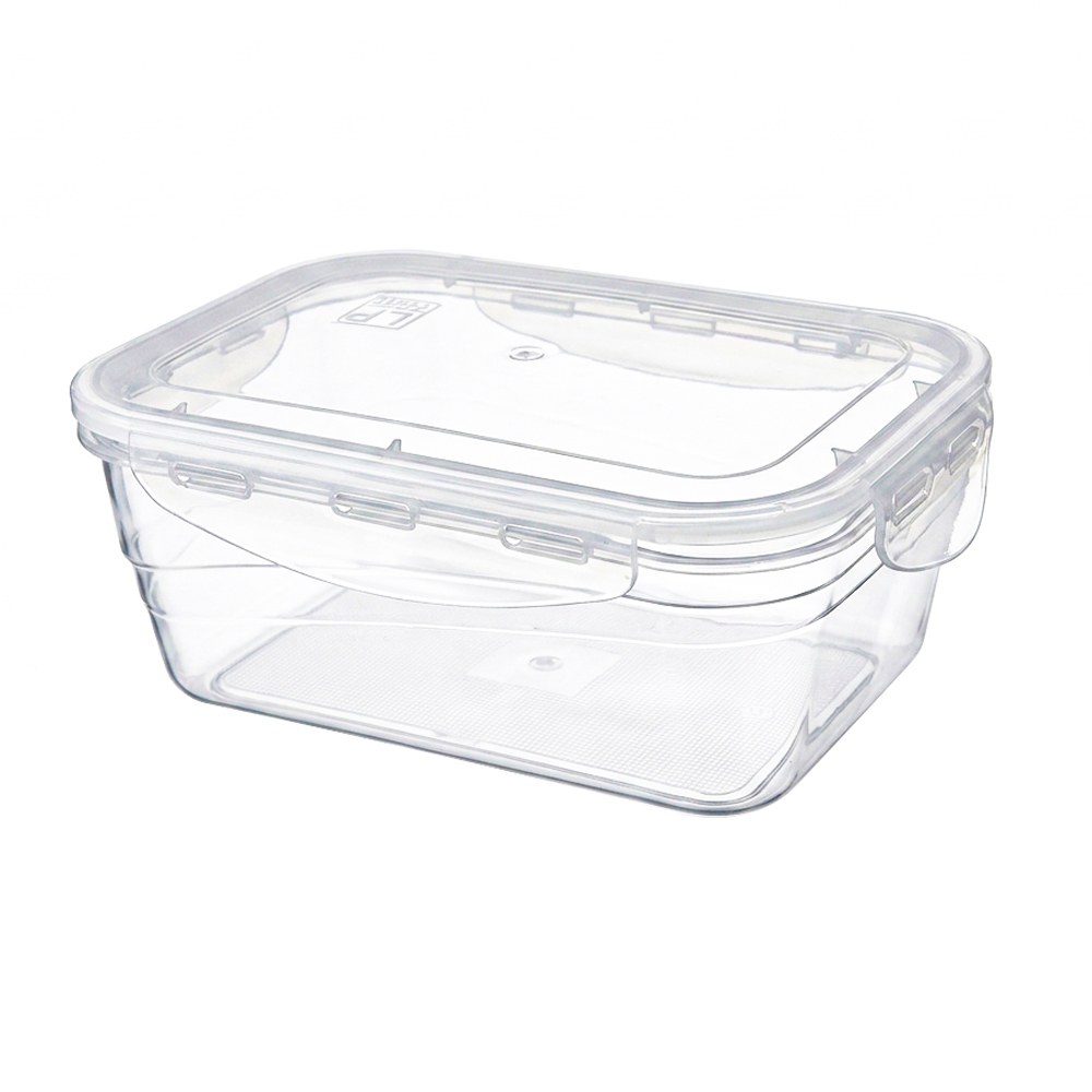 POTE DE PLASTICO RETANGULAR COM TAMPA HERMETICA E TRAVA 500ML 15X11X5,5CM 
