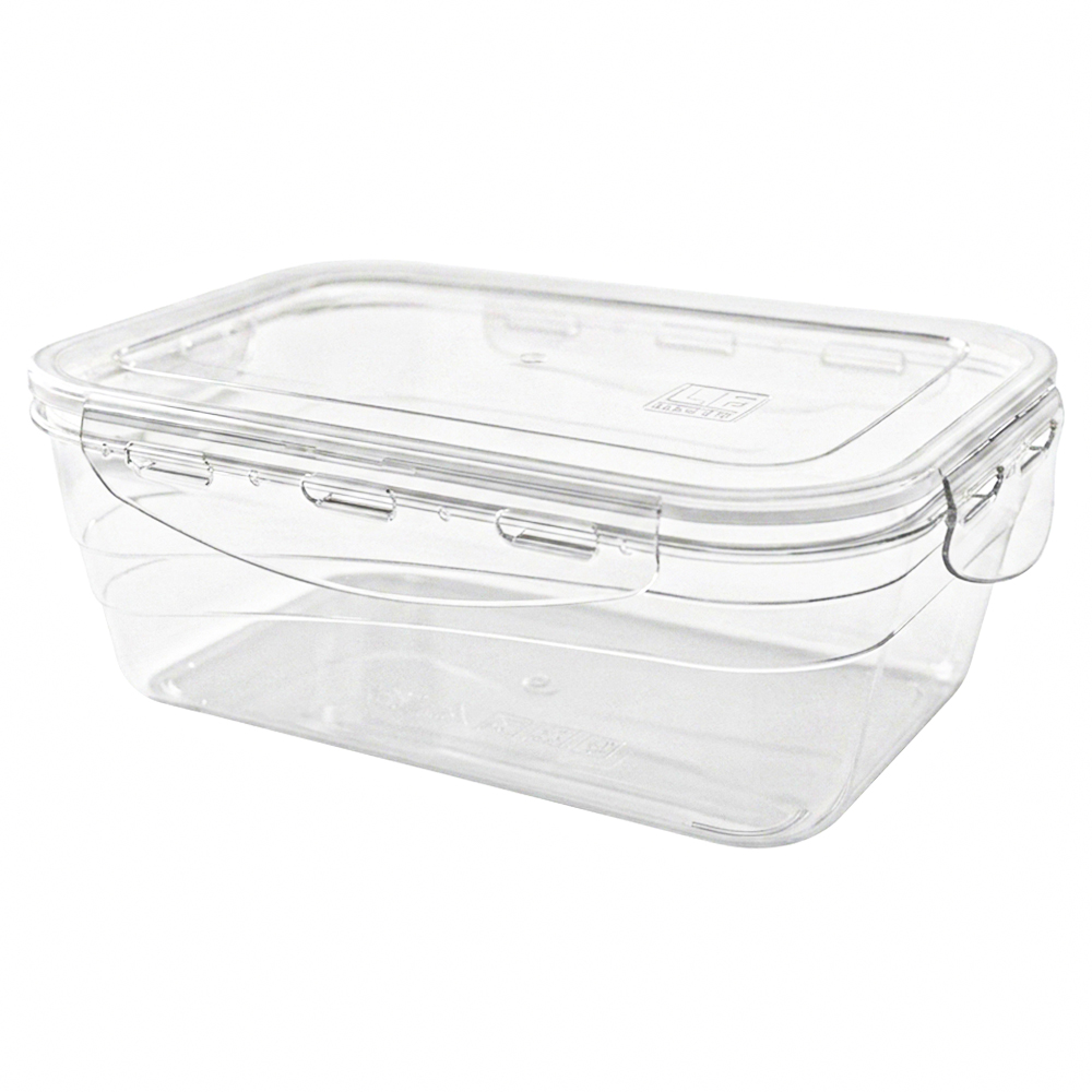 POTE DE PLASTICO RETANGULAR COM TAMPA HERMETICA E TRAVA 1000ML 19X13X7CM 