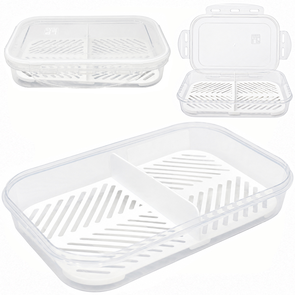 PORTA FRIOS DE PLASTICO RETANGULAR COM TAMPA HERMETICA E TRAVA 700ML 21X15X4CM  