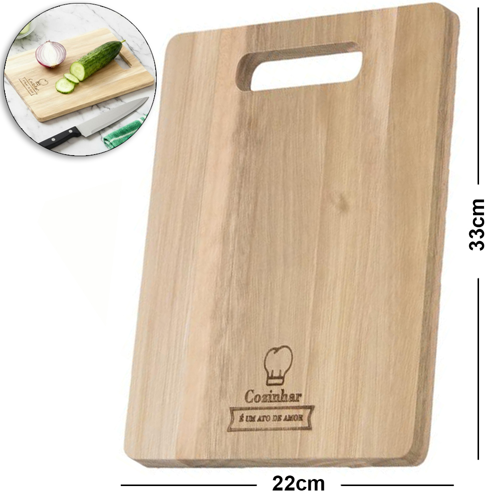TABUA DE CORTE DE EUCALIPTO MULTIUSO RETANGULAR 33X22CM