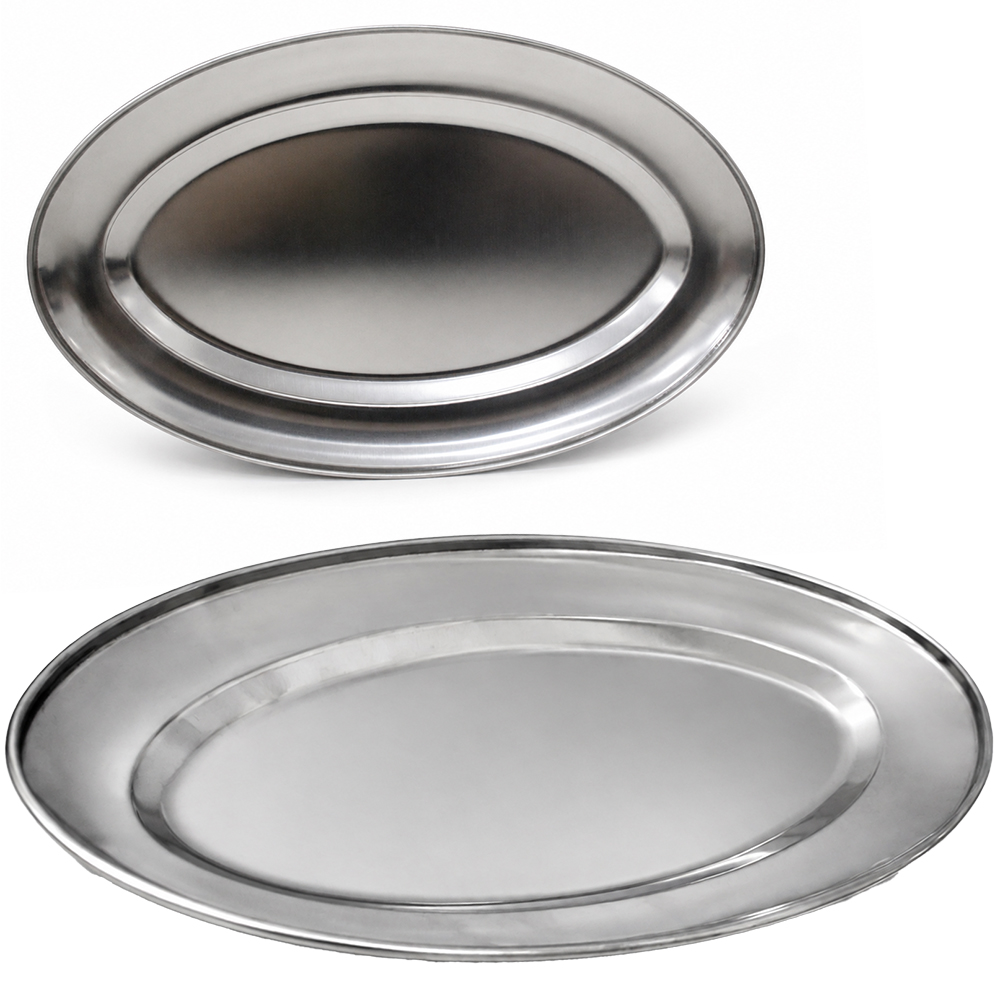  BANDEJA TRAVESSA DE INOX OVAL RASA 34X21CM