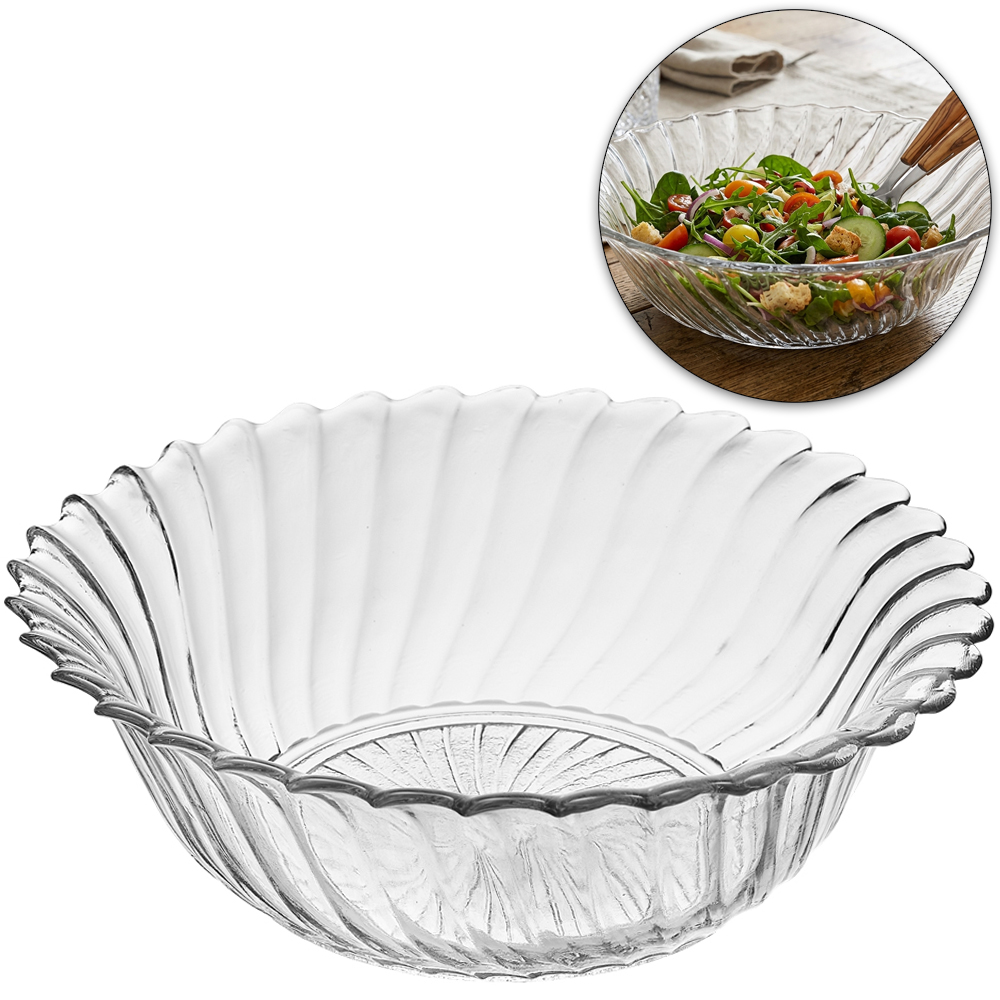 TIGELA SALADEIRA DE VIDRO REDONDA EMOTIONS 1350ML 24CM DE Ø 
