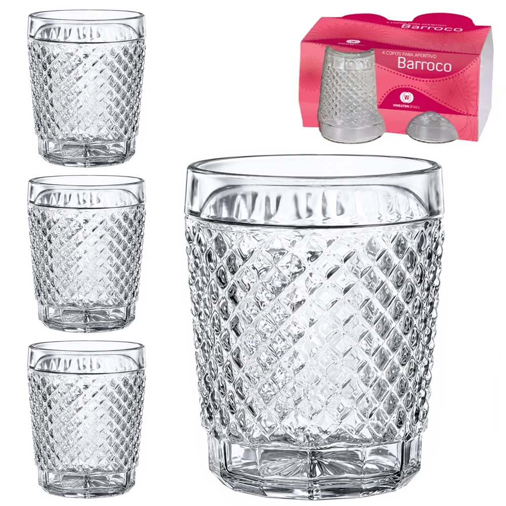 JOGO DE COPO DE VIDRO DOSE / SHOT BARROCO 100ML