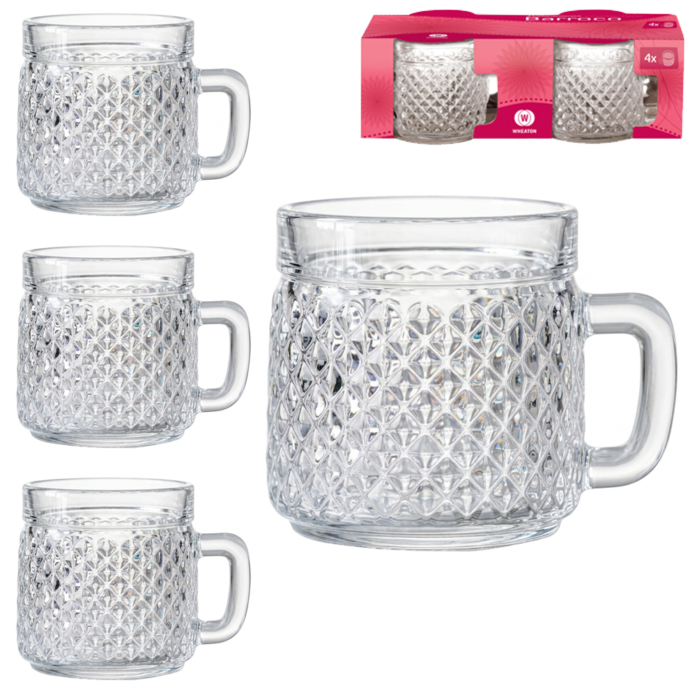 JOGO DE CANECA XICARA DE VIDRO PARA CAFE BARROCO COM 4 PECAS 80ML