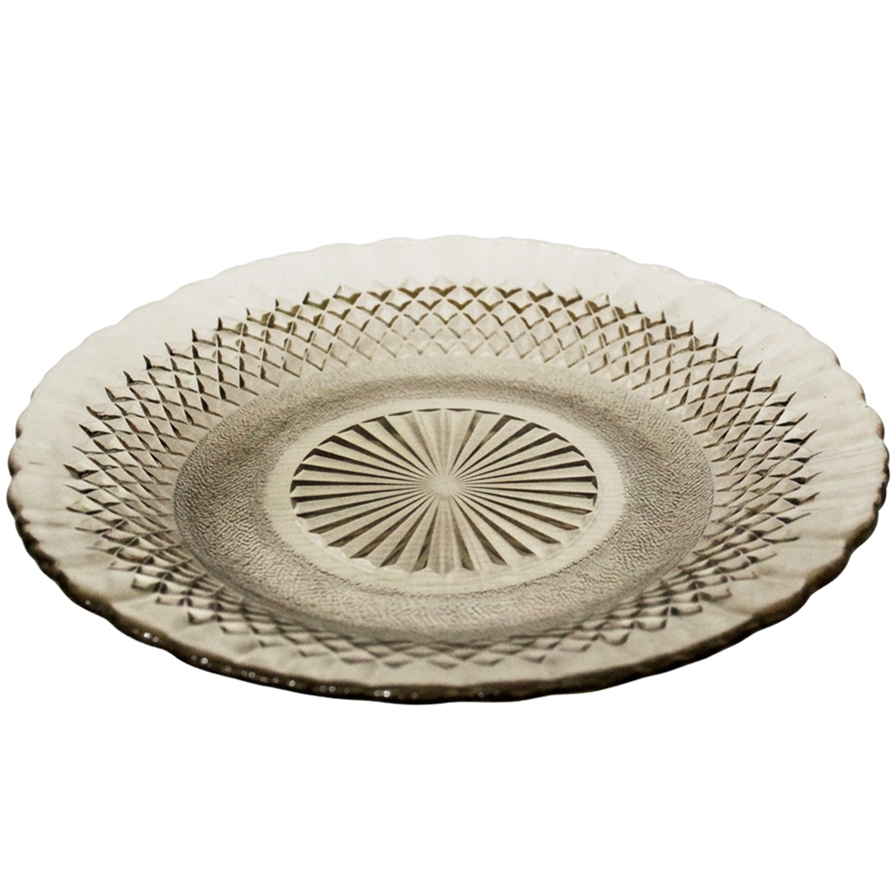 PRATO DE VIDRO RASO BARROCO GOLD 23CM DE Ø