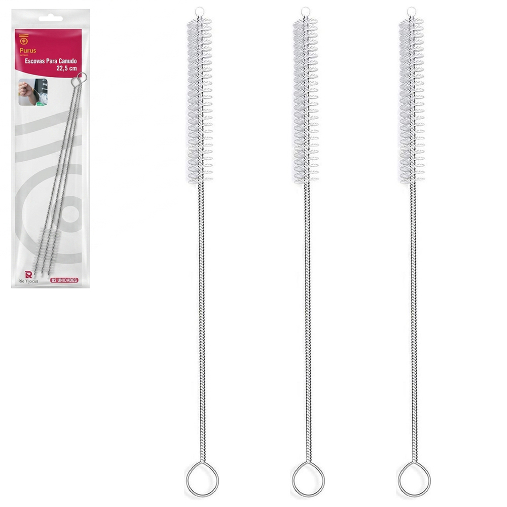 ESCOVA HIGIENICA PARA LIMPEZA DE CANUDOS COM 3 PECAS 22,5CM