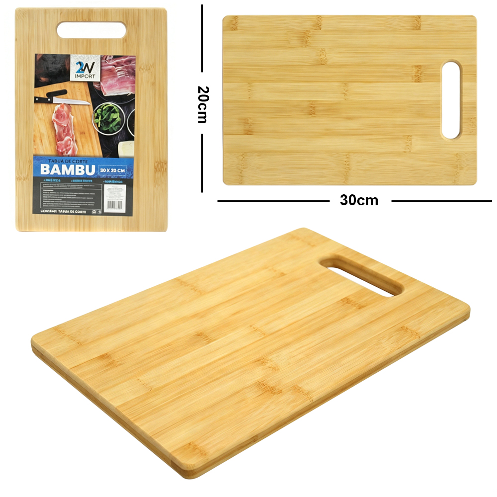 TABUA DE CORTE DE MADEIRA / BAMBU MULTIUSO RETANGUMLAR 30X20CM