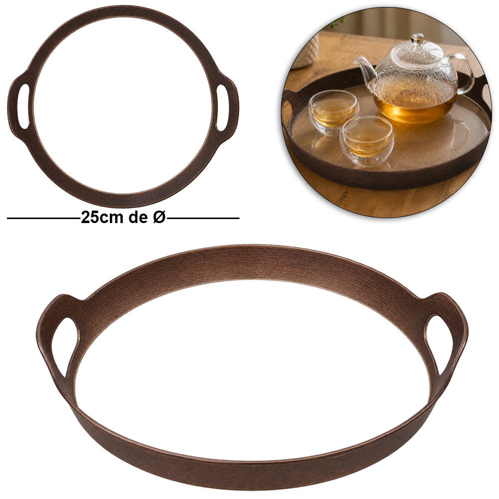 BANDEJA DE PLASTICO PET FLEXIVEL REDONDA COM ALCA 5X26,5X25CM DE Ø