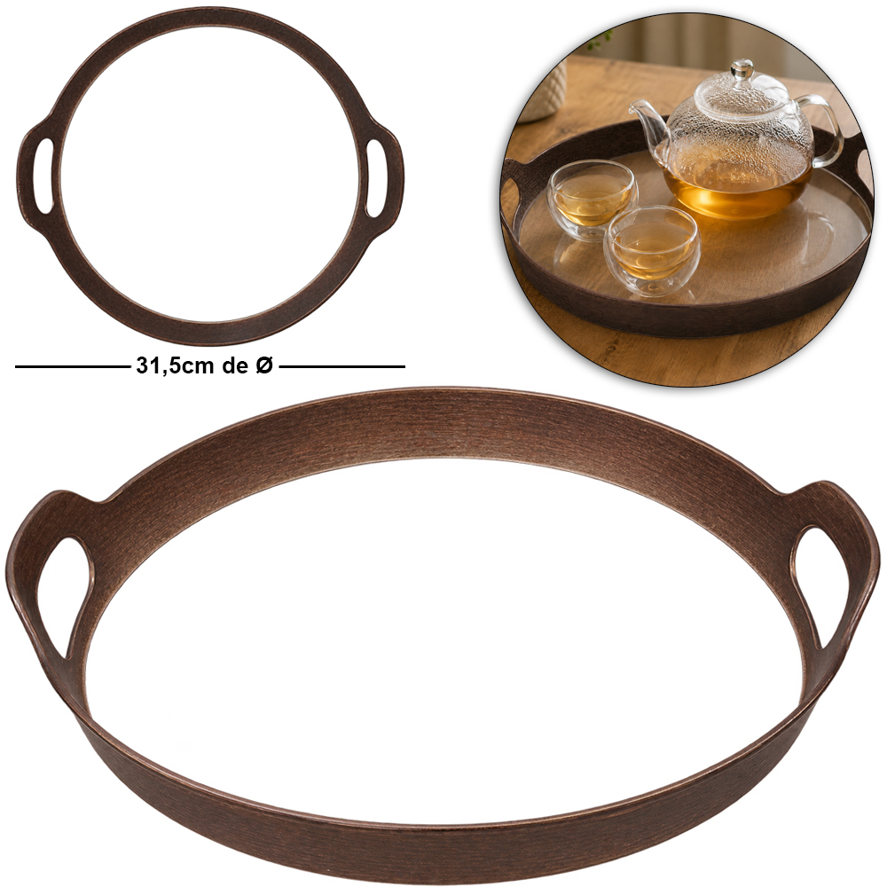 BANDEJA DE PLASTICO PET FLEXIVEL REDONDA COM ALCA 6X33,5X31,5CM DE Ø