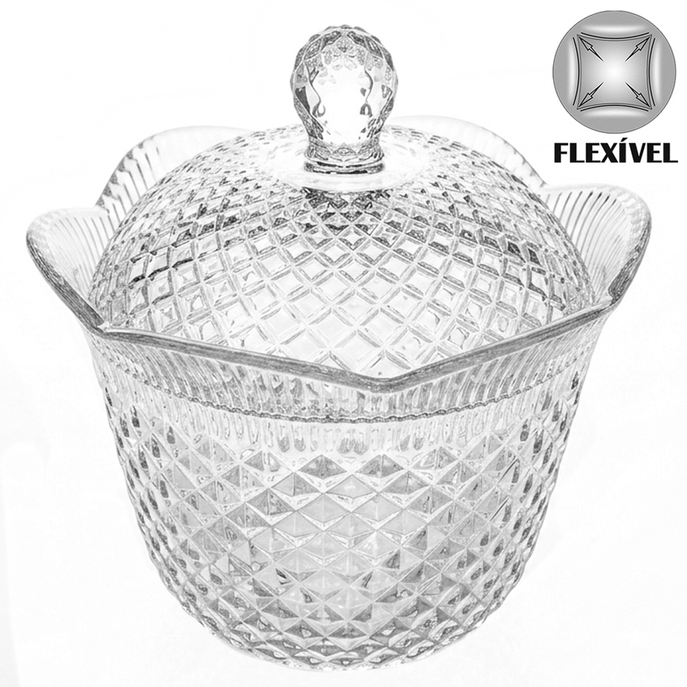 BOMBONIERE DE PLASTICO PET FLEXIVEL COM TAMPA 14,5X14,5CM DE Ø