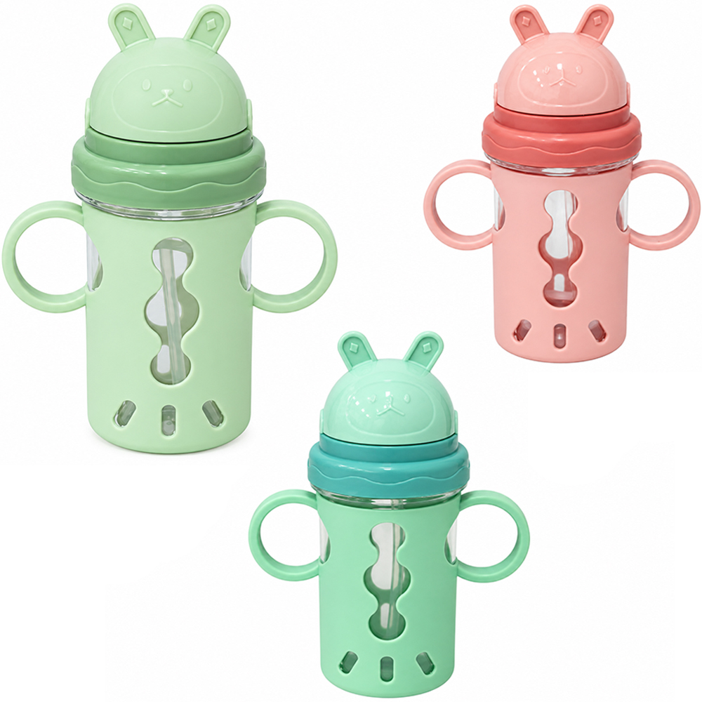 GARRAFA COPO BABY COM TAMPA E CANUDO + ALCA DE PLASTICO 350ML