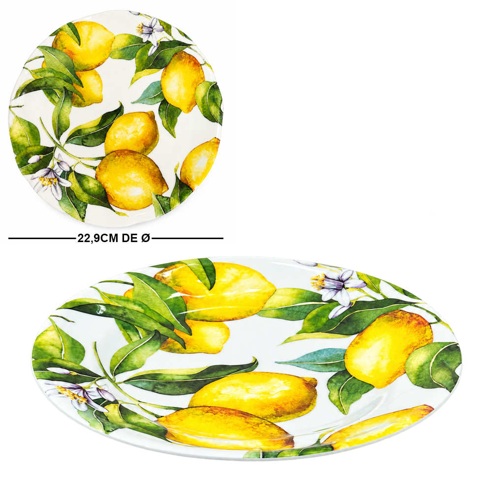 PRATO DE MELAMINA PARA SOBREMESA PREMIUM SICILIA 2,2X22,9CM DE Ø