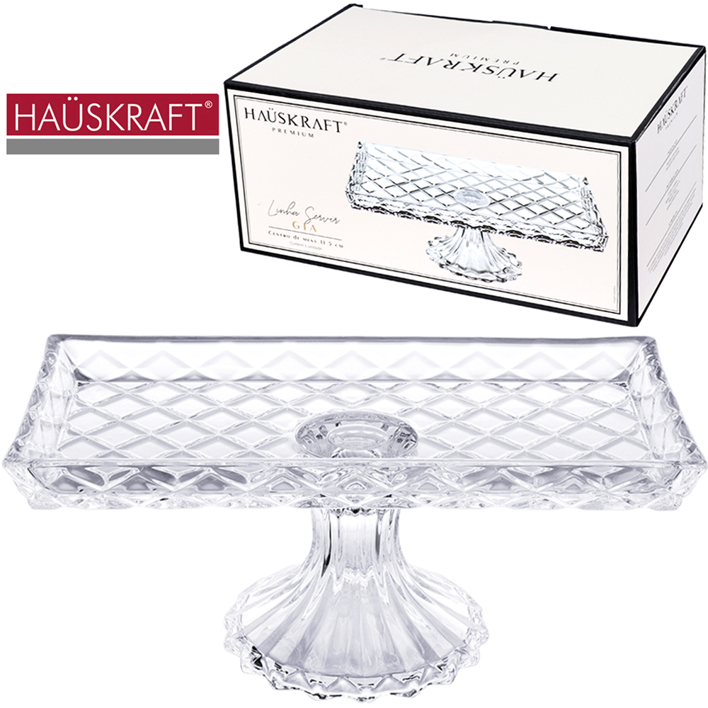 CENTRO DE MESA DE VIDRO RETANGULAR COM PE LINHA SERVIR GIA HAUSKRAFT PREMIUM 28,5X14,5X11,5CM
