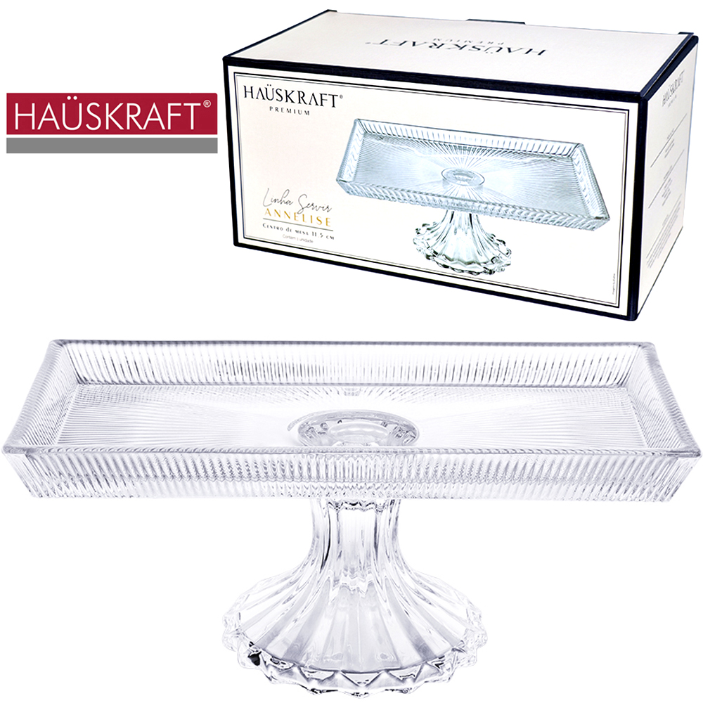 CENTRO DE MESA DE VIDRO RETANGULAR COM PE LINHA SERVIR ANNELISE HAUSKRAFT PREMIUM 28,5X14,5X11,5CM
