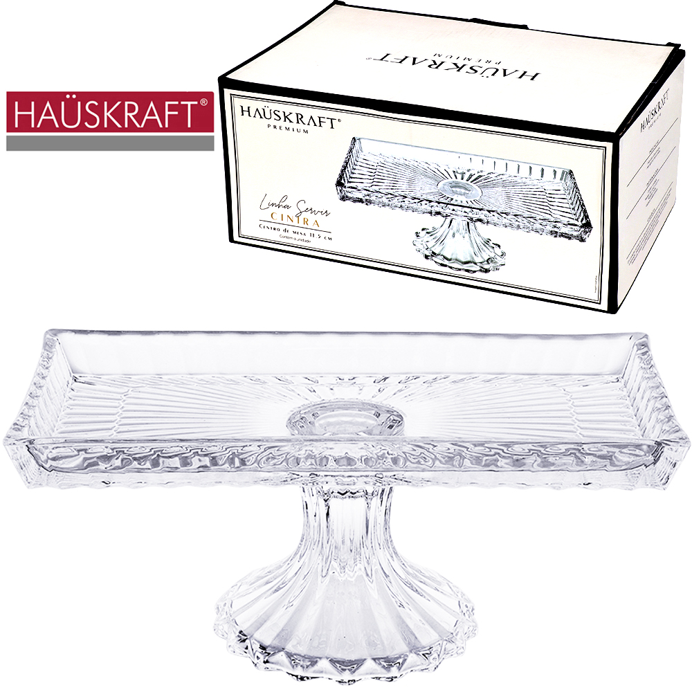 CENTRO DE MESA DE VIDRO RETANGULAR COM PE LINHA SERVIR CINTRA HAUSKRAFT PREMIUM 28,5X14,5X11,5CM