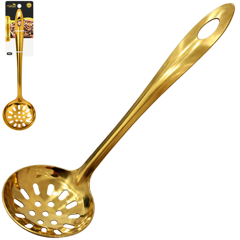 ESCUMADEIRA DOURADA PREMIUM TOP CASA DE INOX 26X7,5CM
