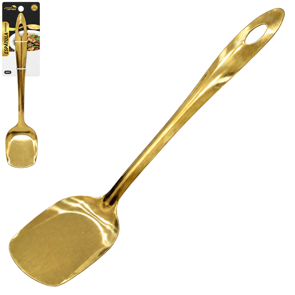 ESPATULA DOURADA PREMIUM TOP CASA DE INOX 29X6CM