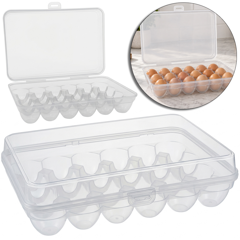 PORTA OVOS DE PLASTICO COM 24 CAVIDADES + TAMPA FACILE 29,5X20X7,5CM