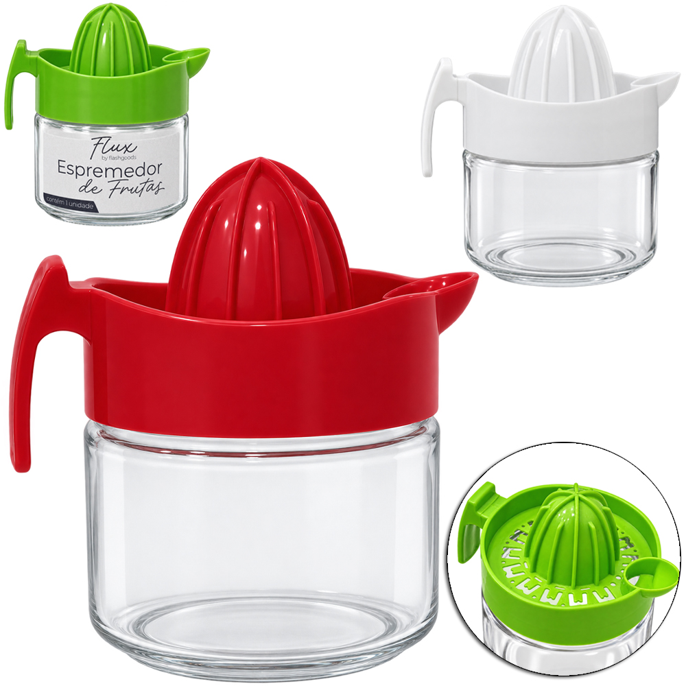 JARRA DE VIDRO COM ESPREMEDOR DE FRUTAS FLUX 300ML