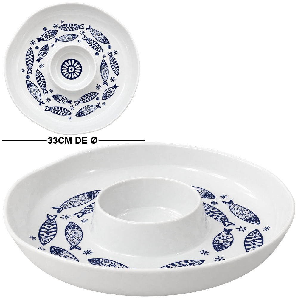 PETISQUEIRA DE MELAMINA REDONDA COM 2 DIVISORIAS PREMIUM OCEANO 5 X 33CM DE Ø