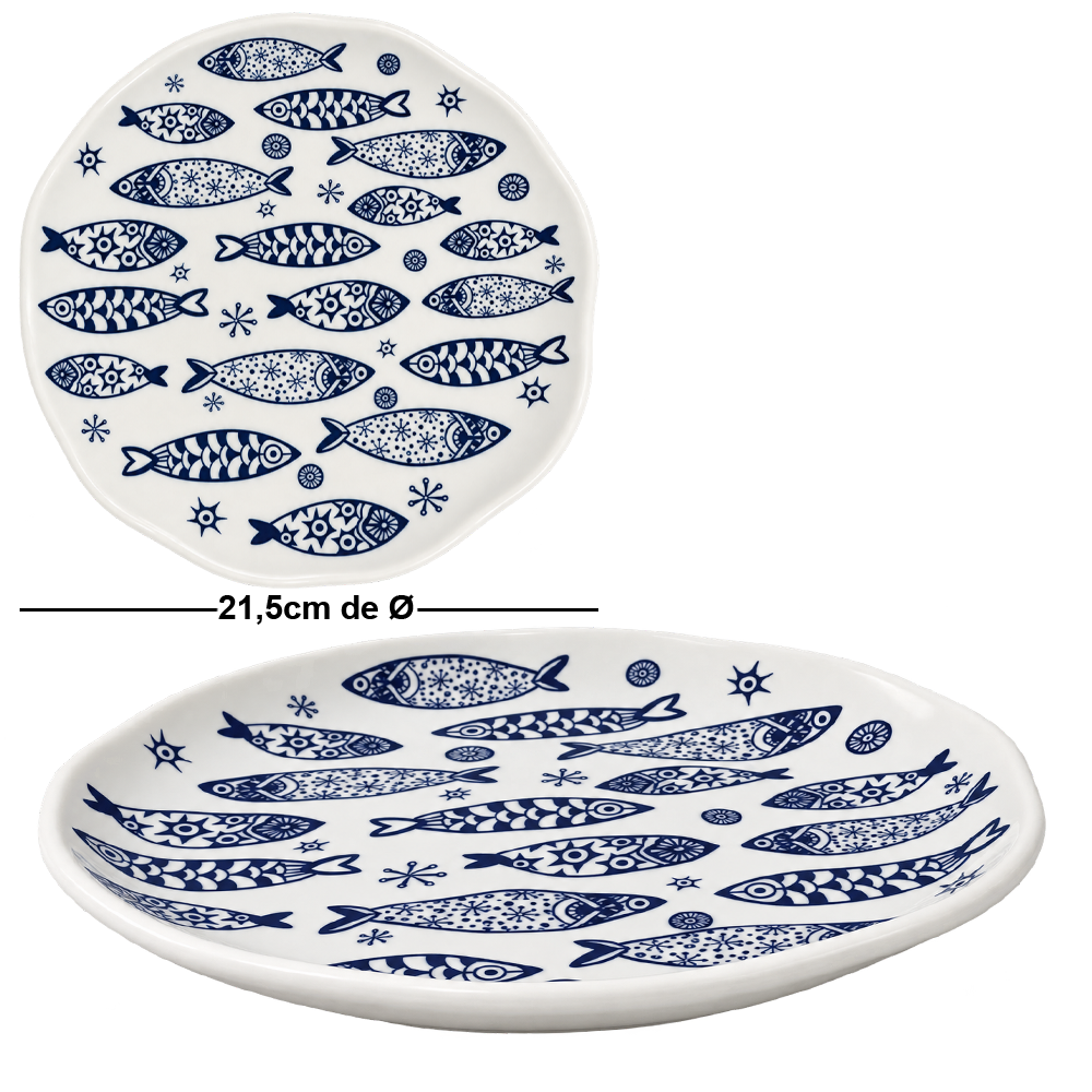 PRATO DE MELAMINA PARA SOBREMESA PREMIUM OCEANO 2,2 X 21,5CM DE Ø 