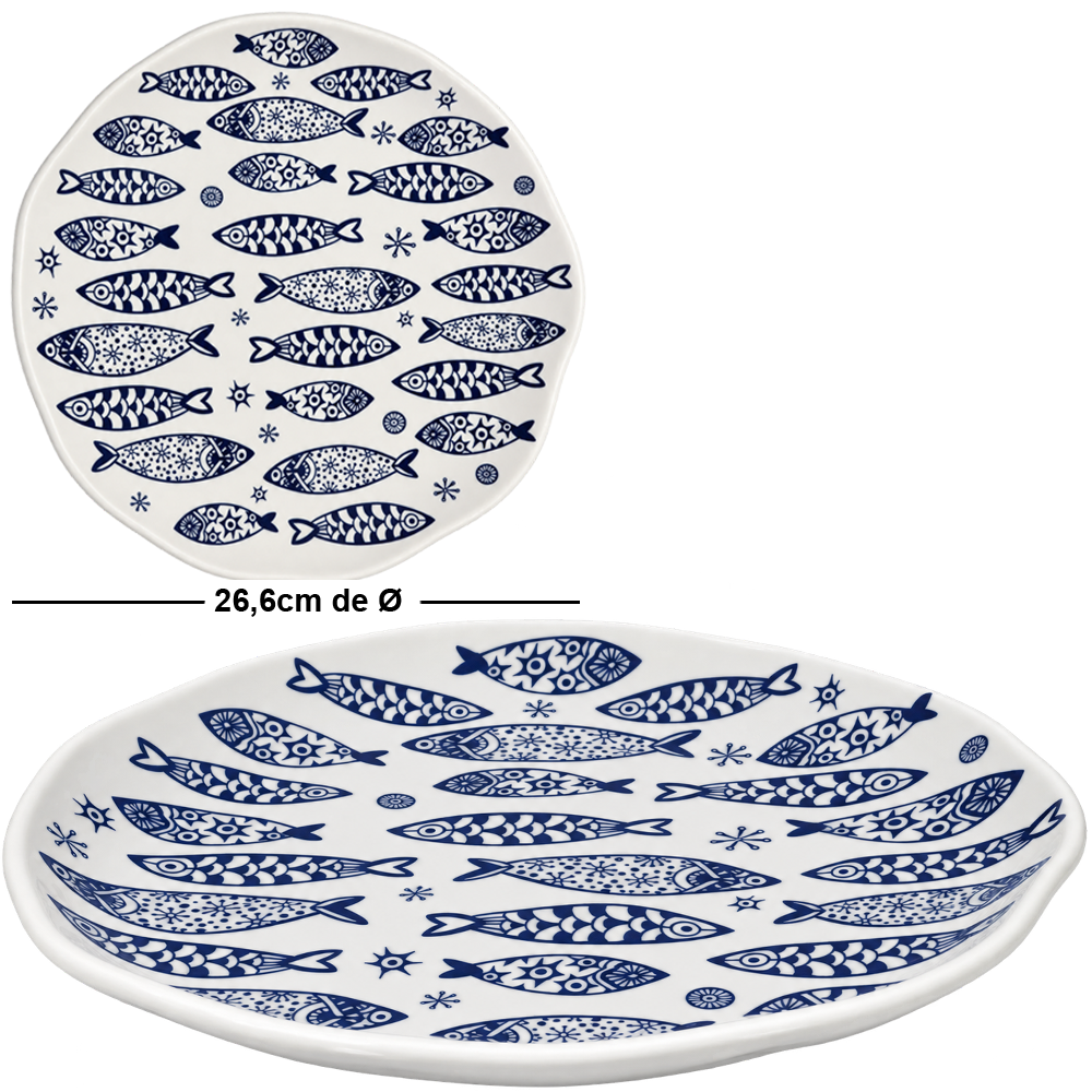 PRATO DE MELAMINA RASO PREMIUM OCEANO 2,6 X 26,6CM DE Ø 