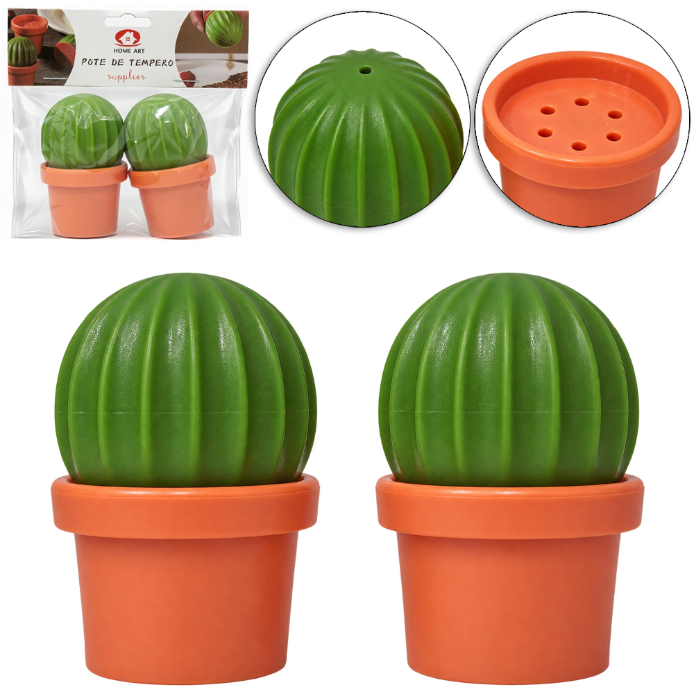 PORTA CONDIMENTO DE PLASTICO CACTO MAGNETICO 2 EM 1 COM 2 PECAS