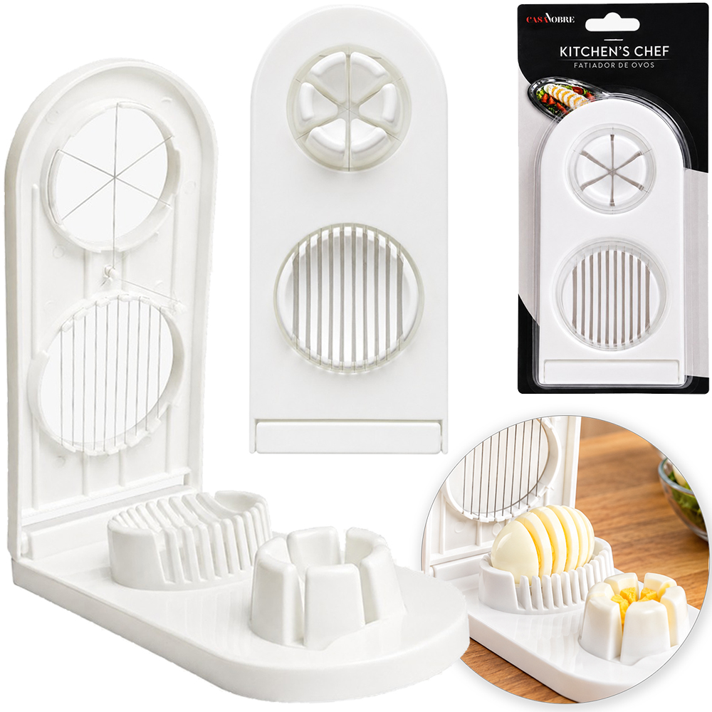 FATIADOR CORTADOR DE OVOS DE PLASTICO DUPLO CASA NOBRE KITCHEN'S CHEF 20,5X9X3CM