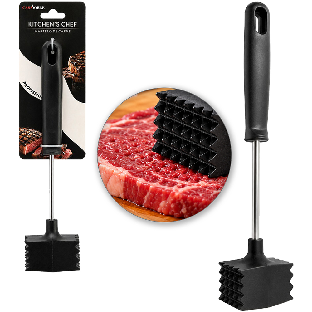 MARTELO PARA CARNE CABO PLASTICO PRETO CASA NOBRE KITCHEN'S CHEF PROFISSIONAL