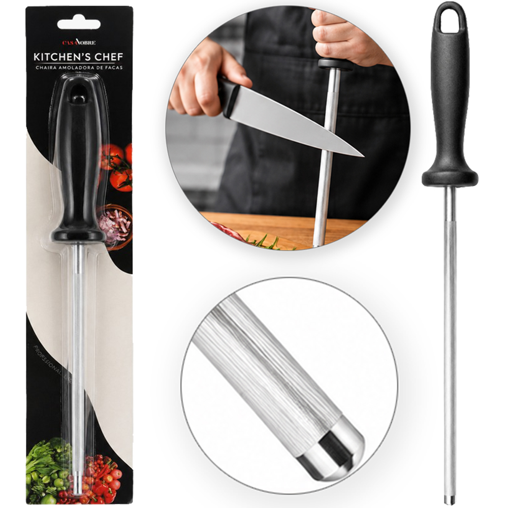 CHAIRA DE INOX CABO PLASTICO PRETO CASA NOBRE KITCHEN'S CHEF