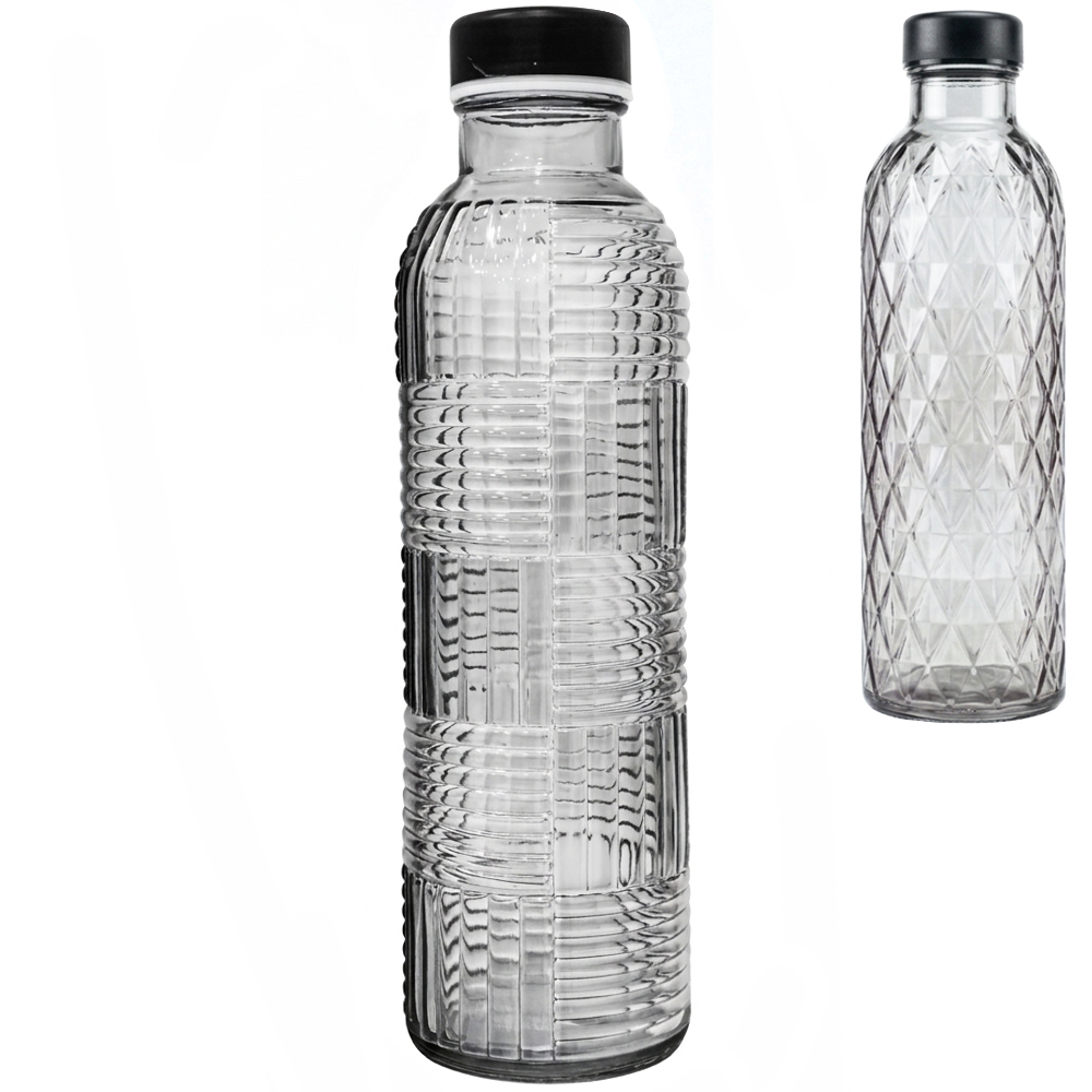 GARRAFA DE AGUA DE VIDRO FUME COM TAMPA DE METAL 1L 