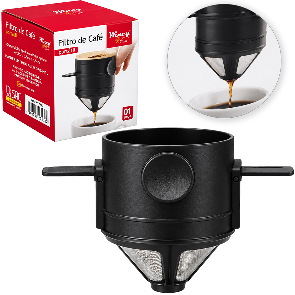 FILTRO / COADOR PARA CAFE DE PLASTICO / INOX PORTATIL 11,5X6,5CM DE Ø