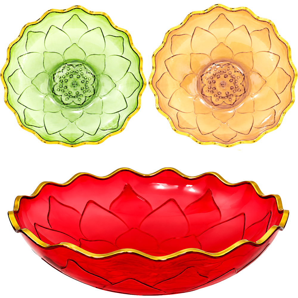 FRUTEIRA DE MESA DE PLASTICO PET FLEXIVEL REDONDA BORDA DOURADA 6,2X24CM DE Ø