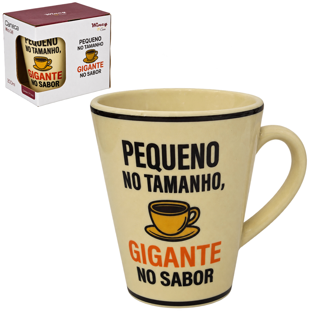CANECA DE PORCELANA PEQUENO NO TAMANHO GIGANTE NO SABOR 300ML