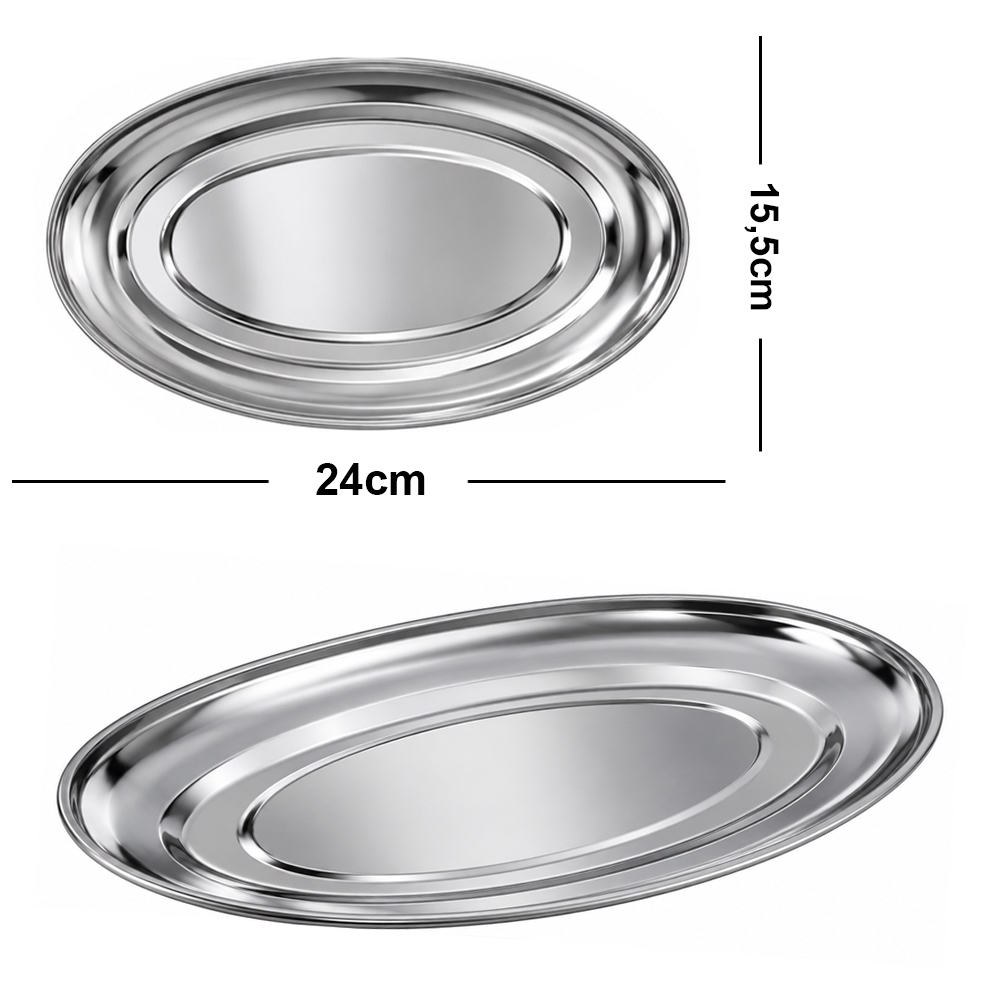 BANDEJA TRAVESSA OVAL RASA DE INOX 24X15,5CM