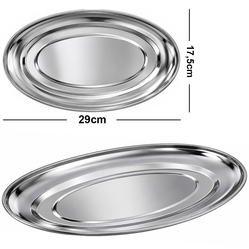 BANDEJA TRAVESSA OVAL RASA DE INOX 29X17,5CM