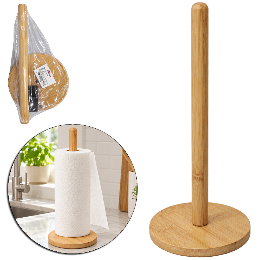 PORTA PAPEL TOALHA DE MESA DE BAMBU 28,5X11,5CM DE Ø