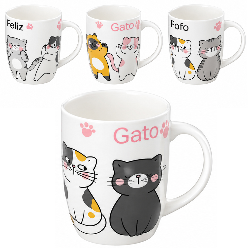 CANECA DE PORCELANA GATO 350ML 