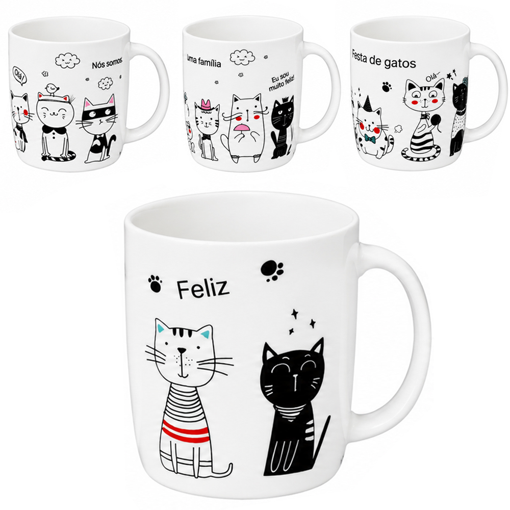 CANECA DE PORCELANA GATO 350ML 