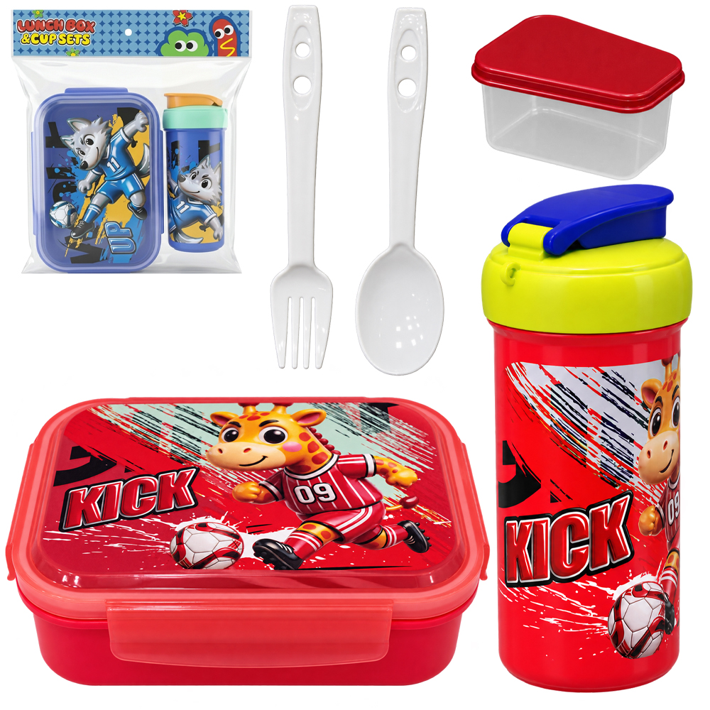 KIT ALIMENTACAO / PAPINHA VIAGEM LANCHEIRA MARMITA PLASTICO RETANGULAR COM COPO + COLHER E ACESSORIOS 5 PECAS