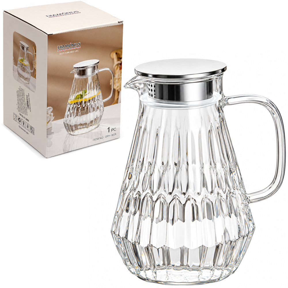 JARRA DE VIDRO BOROSSILICATO COM TAMPA DE INOX 1730ML