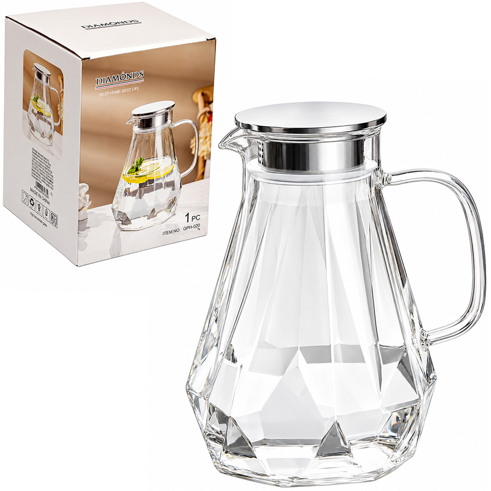 JARRA DE VIDRO BOROSSILICATO COM TAMPA DE INOX 1800ML 