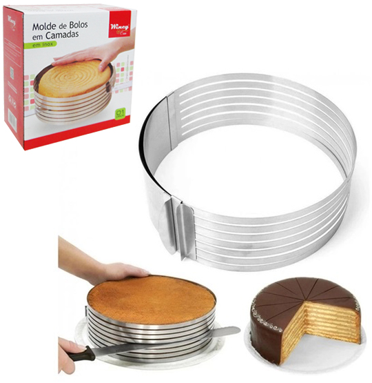 FORMA DE INOX PARA FATIAR BOLO / TORTA REGULAVEL 16-20CM DE Ø