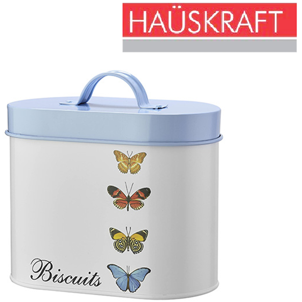 POTE DE LATA OVAL PARA BISCOITO / BISCUITS COM TAMPA + ALCA BUTTERFLY HAUSKRAFT 1,3L
