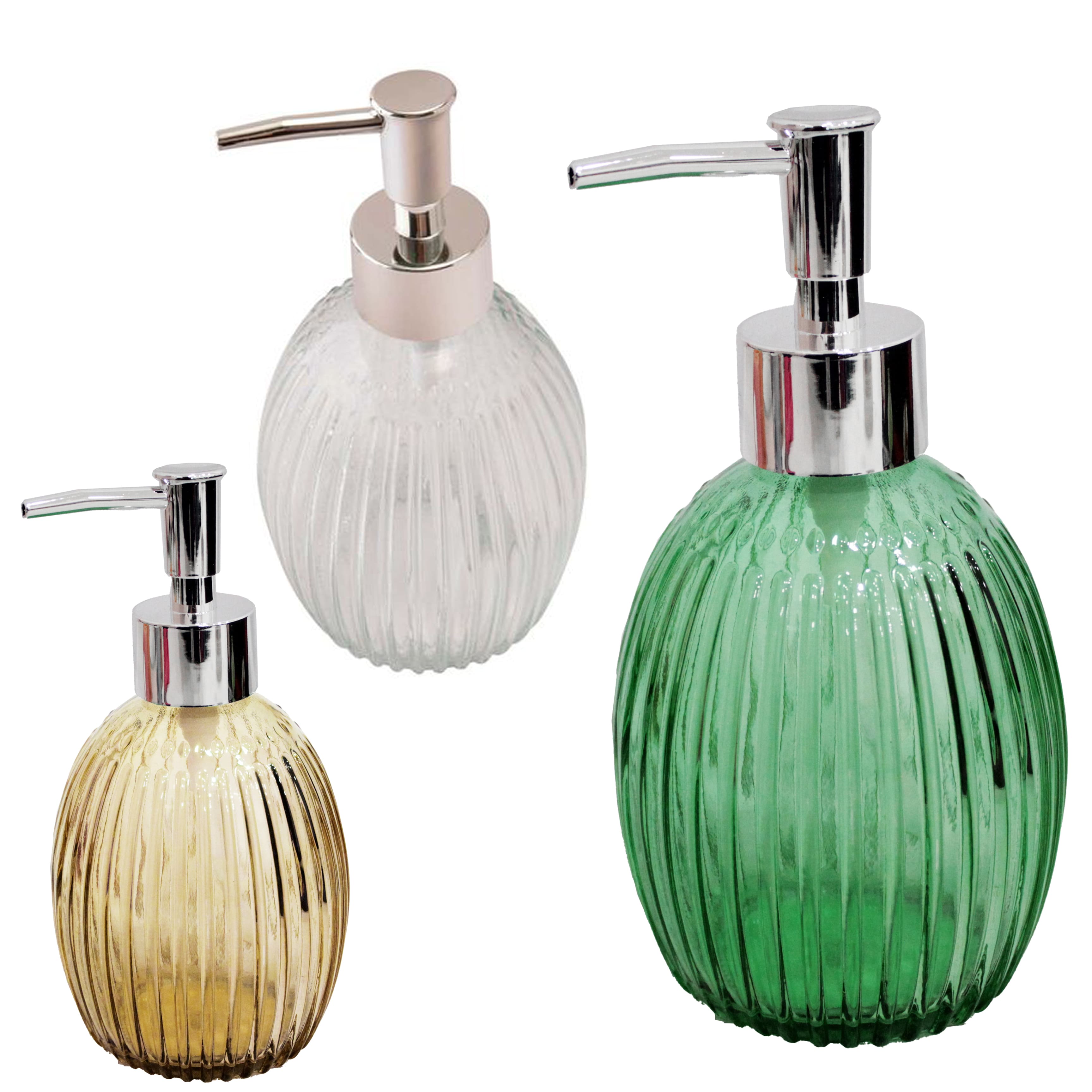 PORTA SABONETE LIQUIDO DE VIDRO REDONDO TRANSCOLOR 350ML