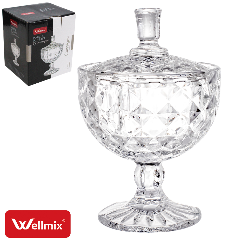 BOMBONIERE DE VIDRO COM PE E TAMPA CLASSIQUE COLLECTION TRANSPARENTE 227ML 14X9,5CM DE Ø