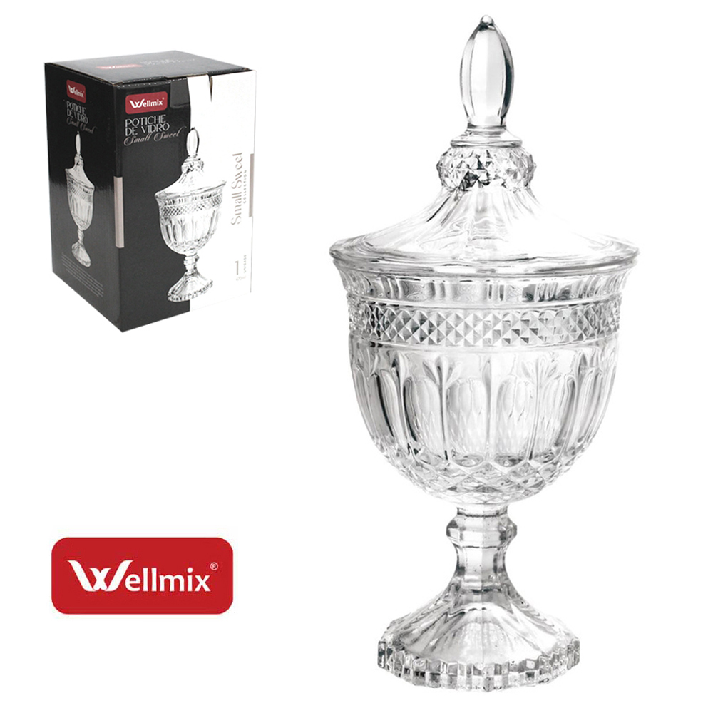 BOMBONIERE DE VIDRO COM PE E TAMPA SMALL SWEET COLLECTION TRANSPARENTE 470ML